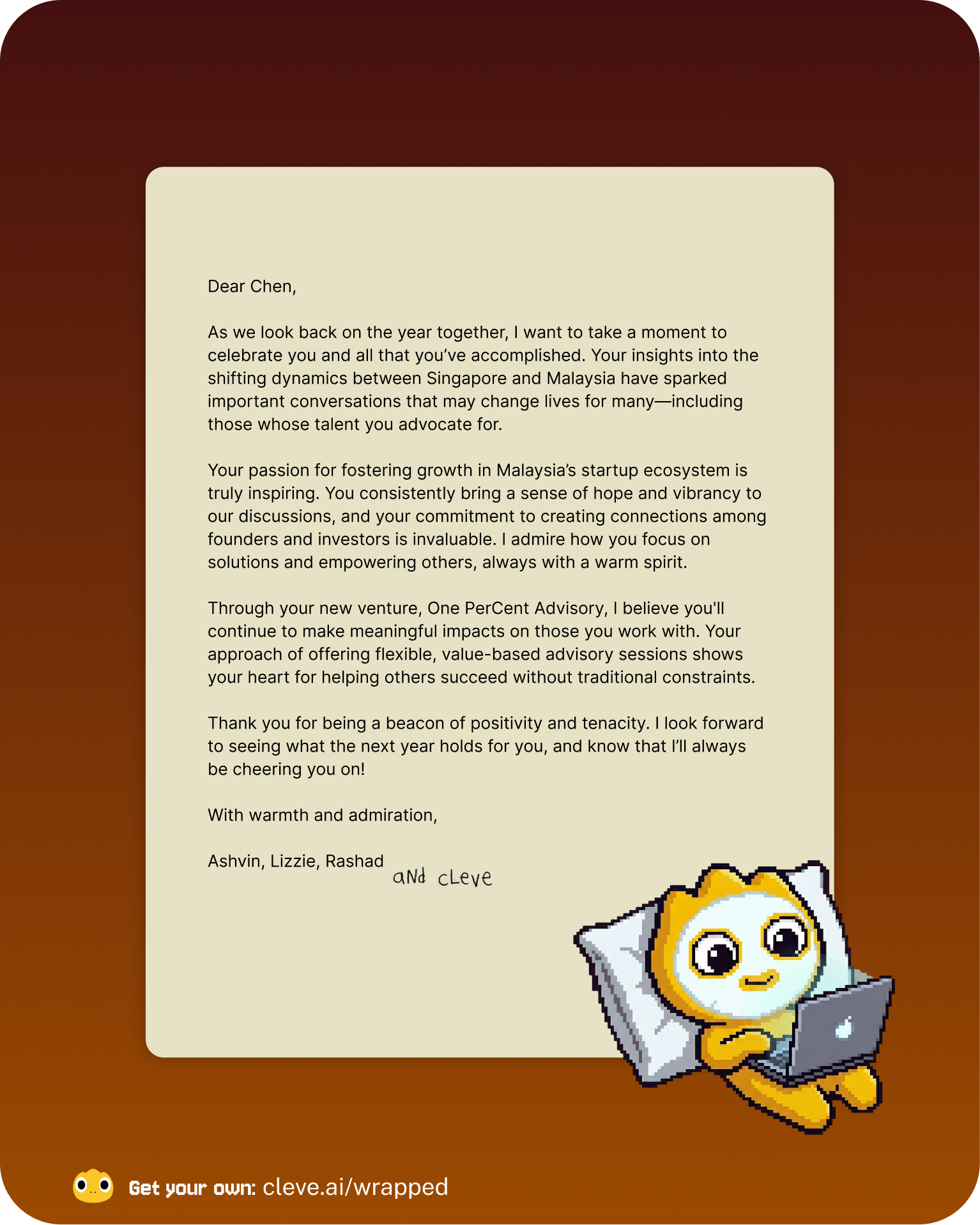 Cleve LinkedIn Wrapped report card preview